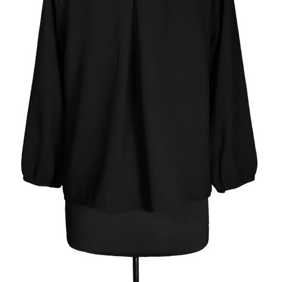 J. Crew Women's Blouse Black V-Neck Crepe Drapey Long Sleeve Pullover Top Medium - Picture 8 of 9